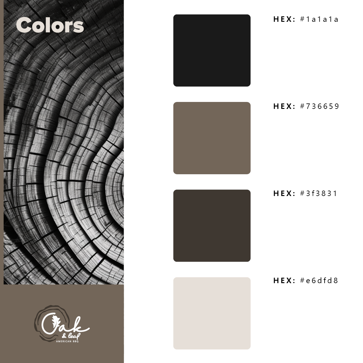 Oak & Leaf BBQ brand guide, identity marks