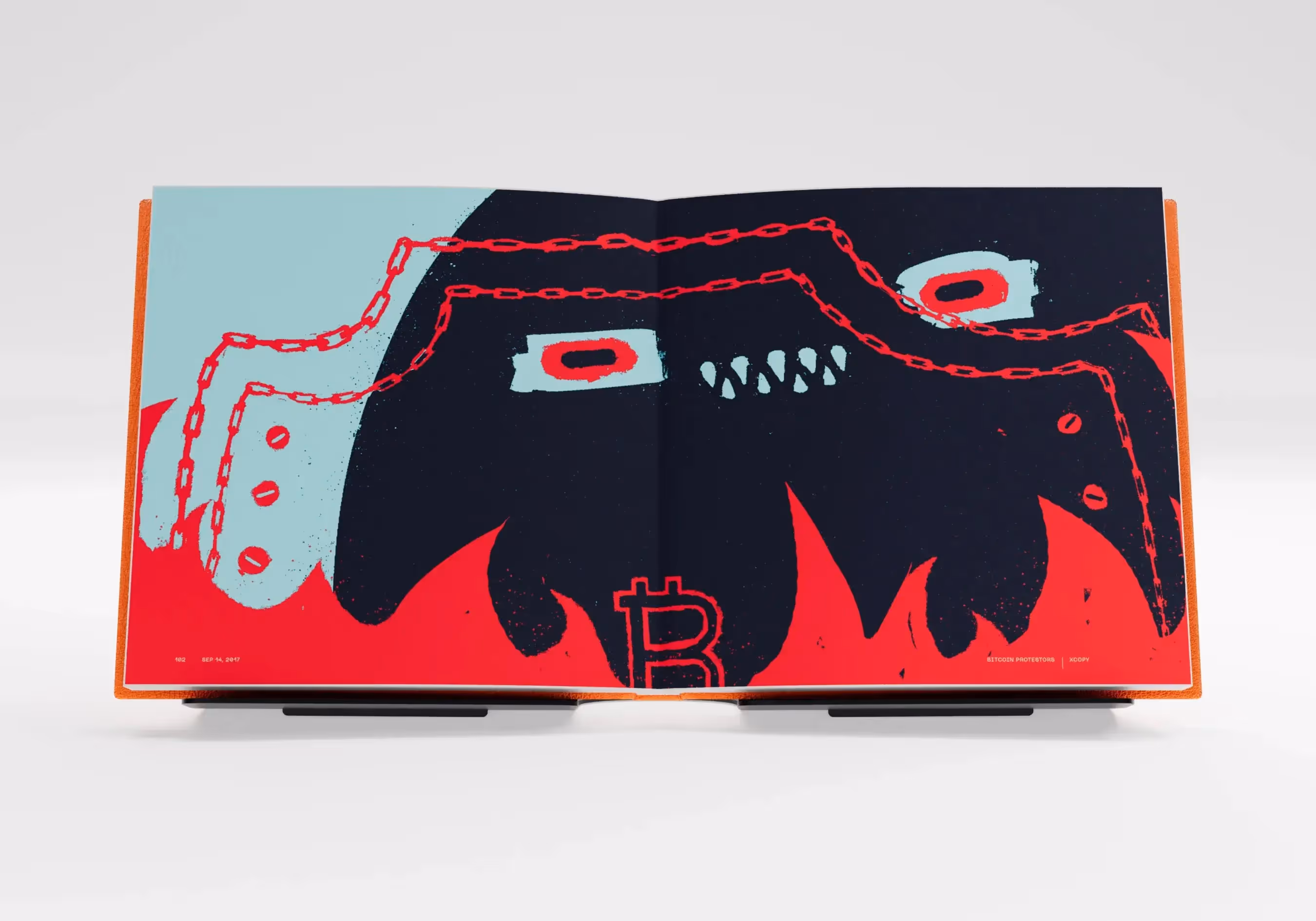 Artwork by XCOPY: 'Bitcoin Protestors'. Part of BIT by Smashtoshi, a 128-piece limited-edition collection.