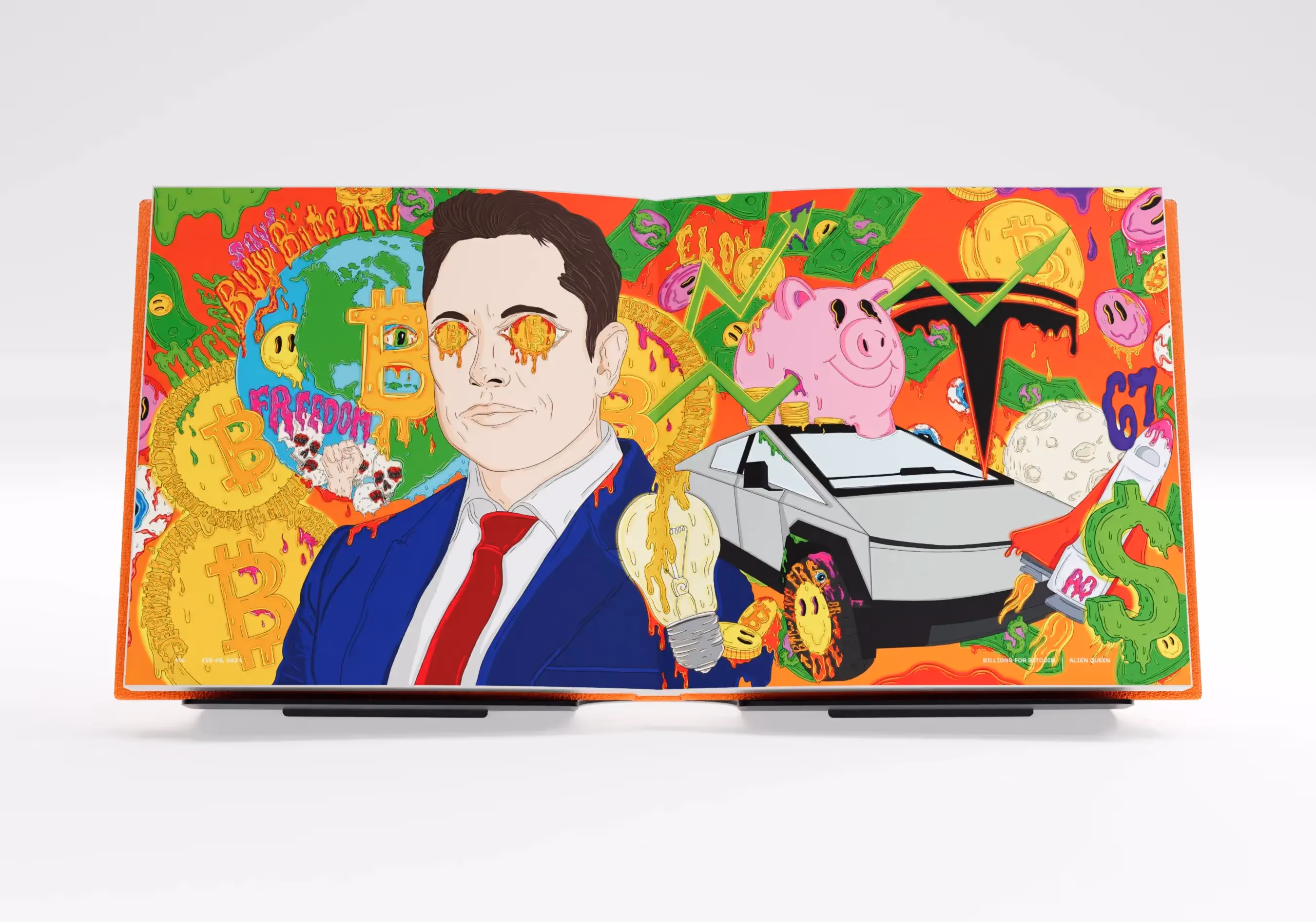 Artwork by Alien Queen: 'Billions for Bitcoin'. Part of BIT by Smashtoshi, a 128-piece limited-edition collection.
