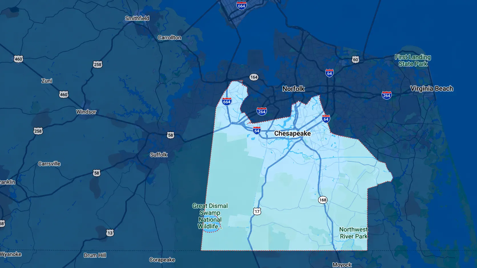 Roofing and remodeling services across Hampton Roads, VA — Cuevas Construction service area