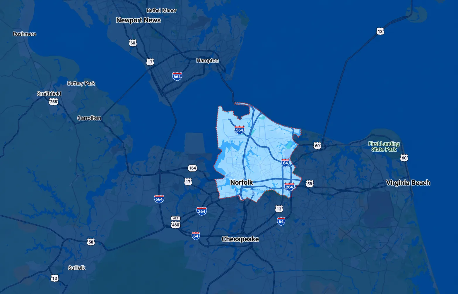 Roofing and remodeling services across Hampton Roads, VA — Cuevas Construction service area