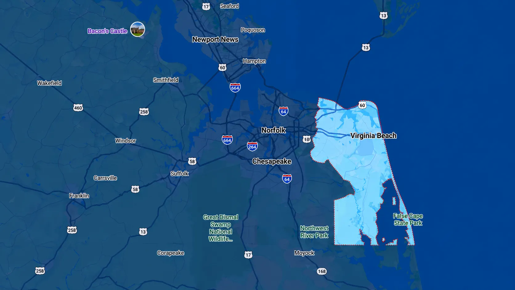 Roofing and remodeling services across Hampton Roads, VA — Cuevas Construction service area