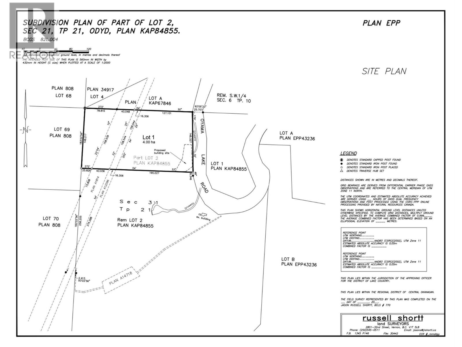 Proposed Lot 1 from 5617 Oyama Lake Road