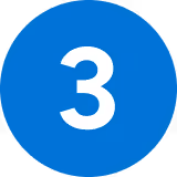 White number 3 centered inside a solid blue circle.