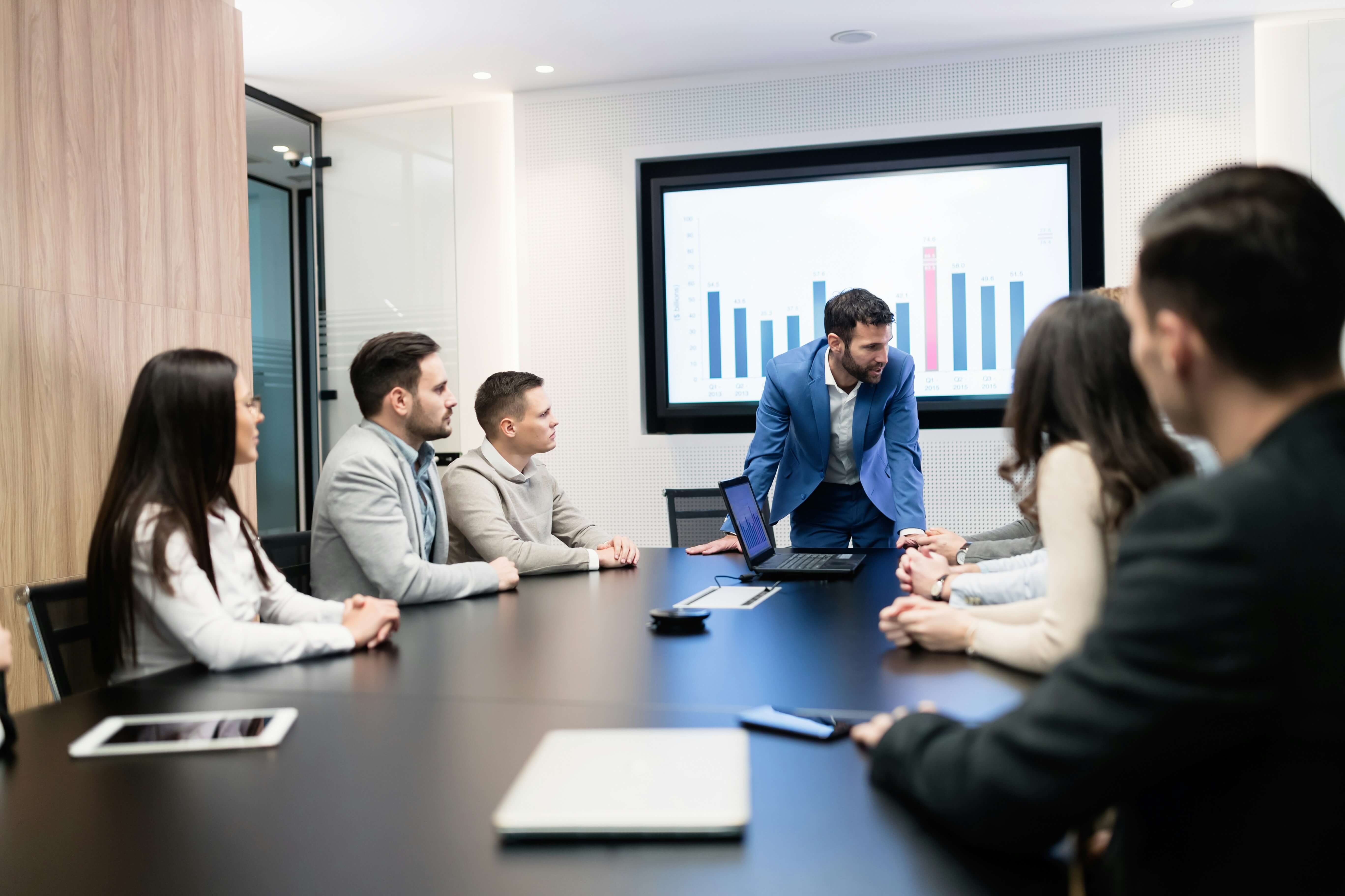 image of a strategic planning session in a modern environment