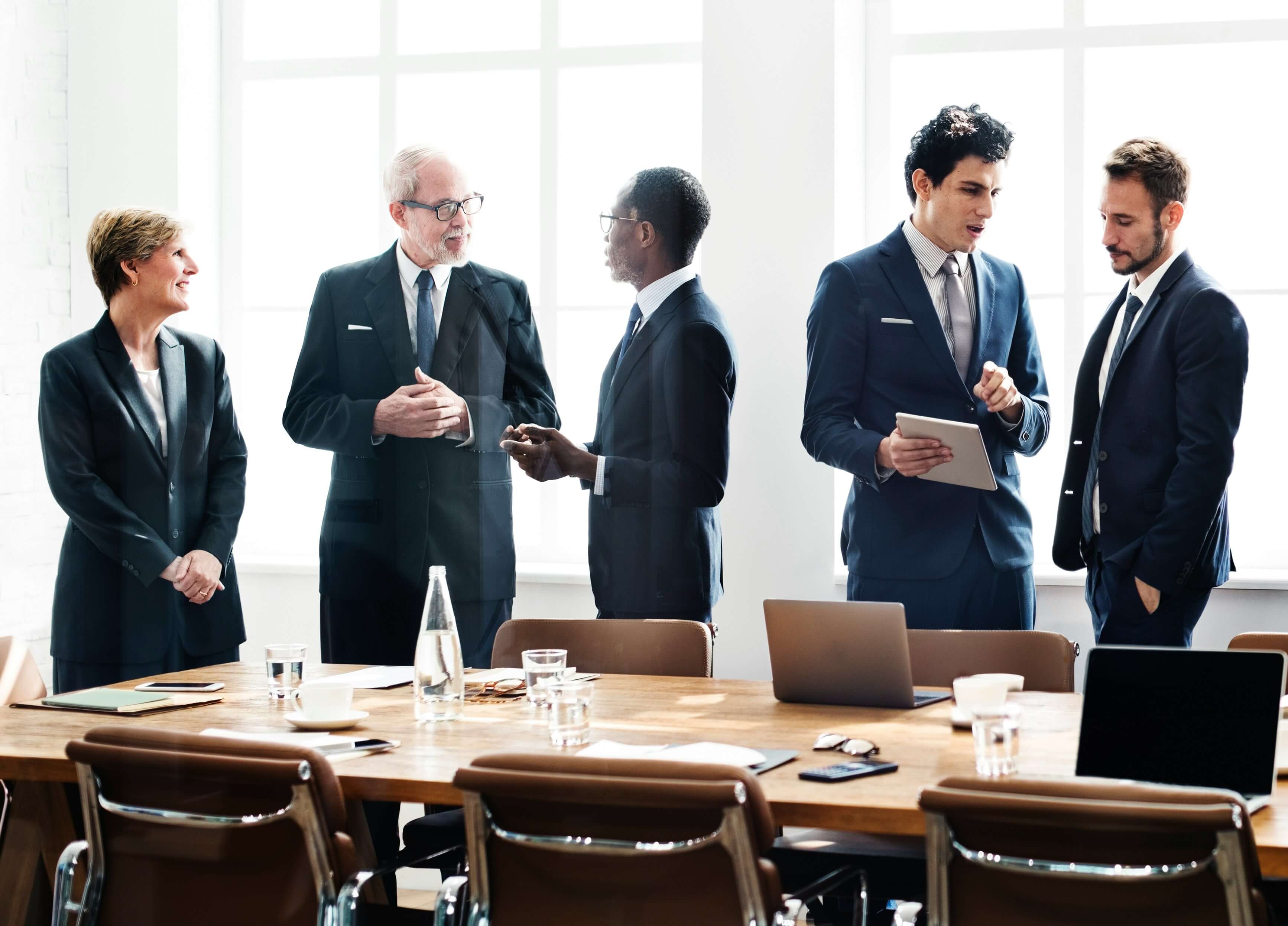 image of a strategic planning session in a modern environment