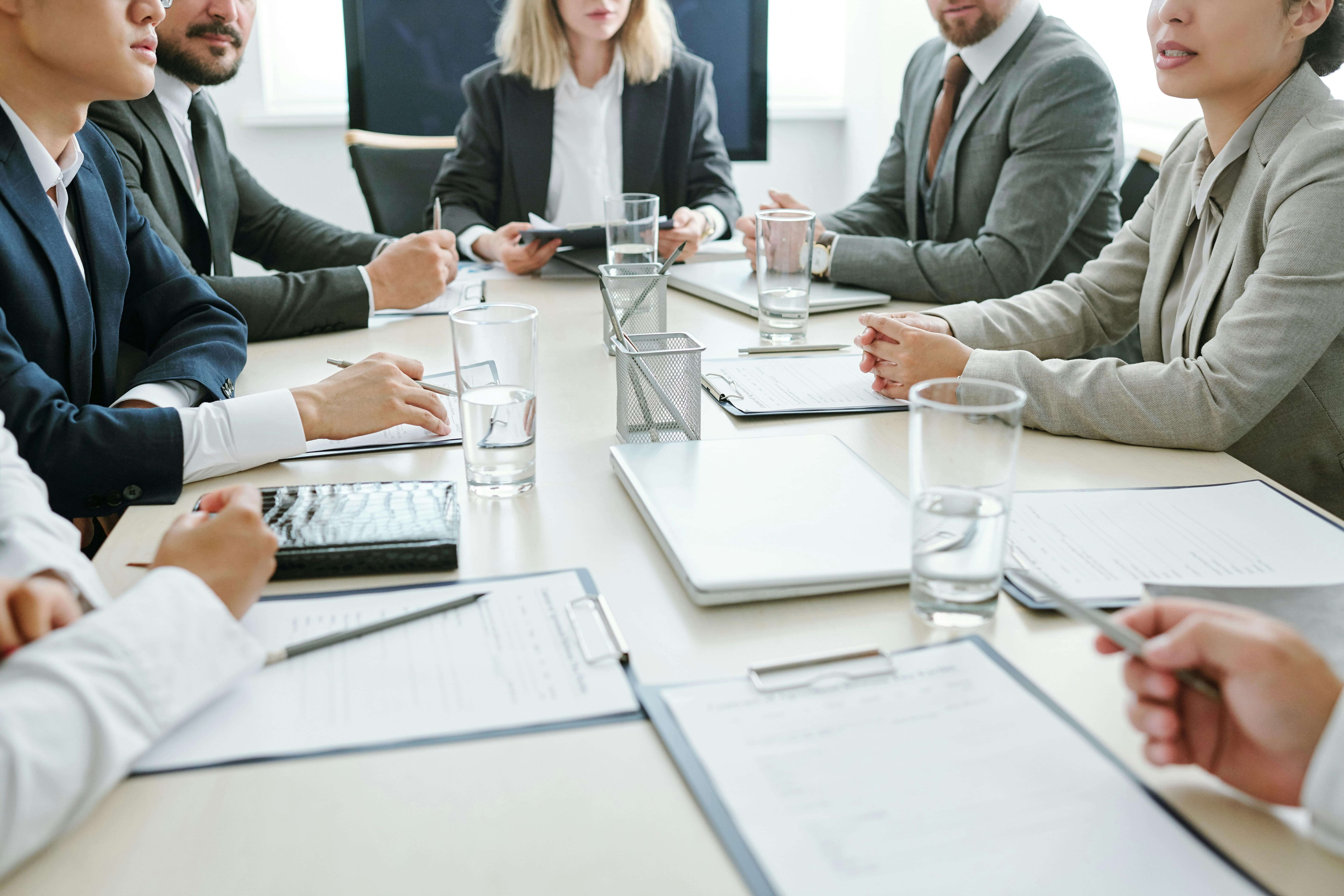 image of a strategic planning session in a modern environment