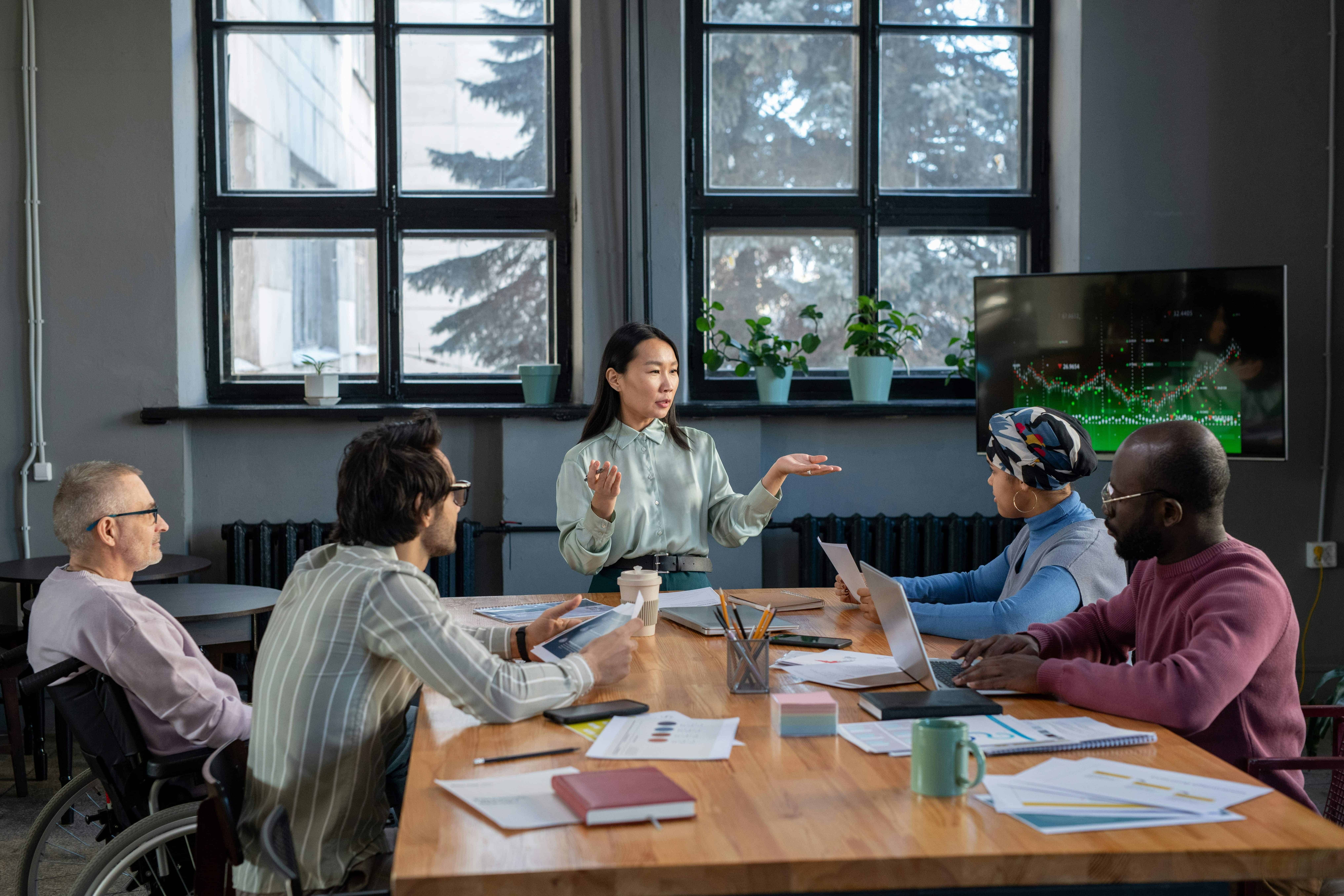 image of a strategic planning session in a modern environment