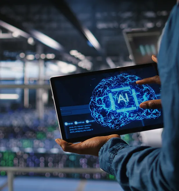 Man in AI data center