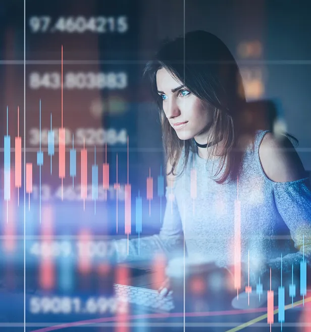 A woman trading stocks