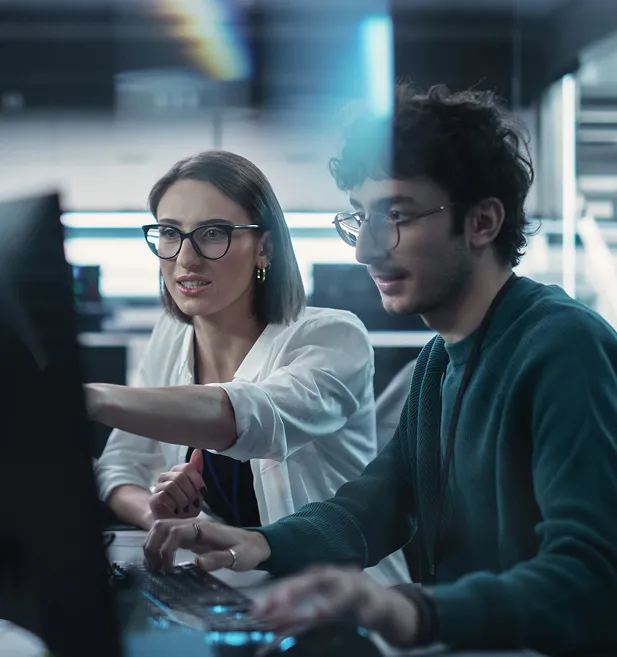 Students working in university research lab