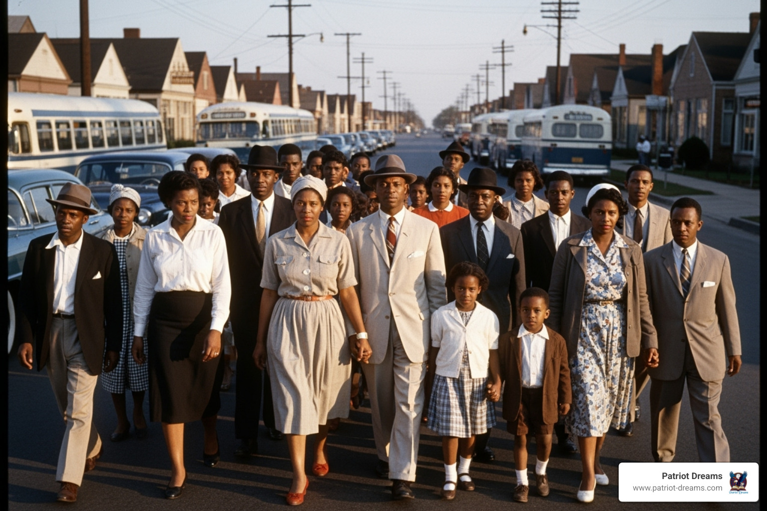 people walking during the Montgomery Bus Boycott - Rosa Parks story