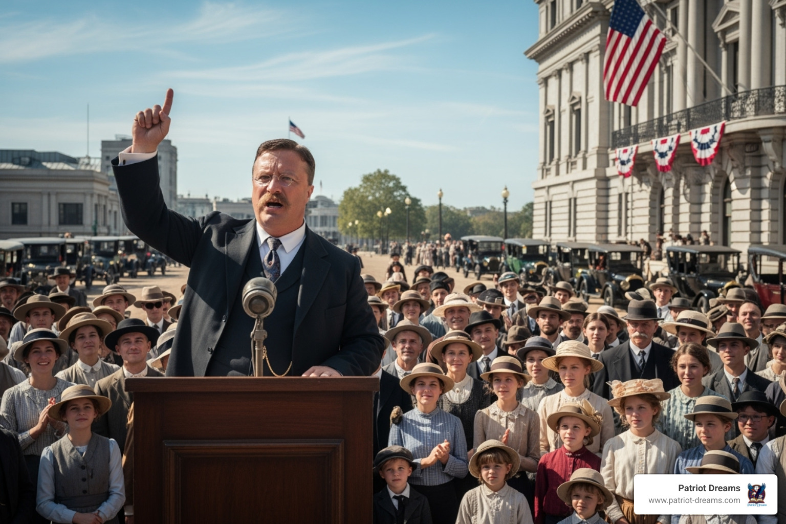 Theodore Roosevelt speaking to a crowd - Teddy Roosevelt: The Fearless Leader Every Young American Should Know