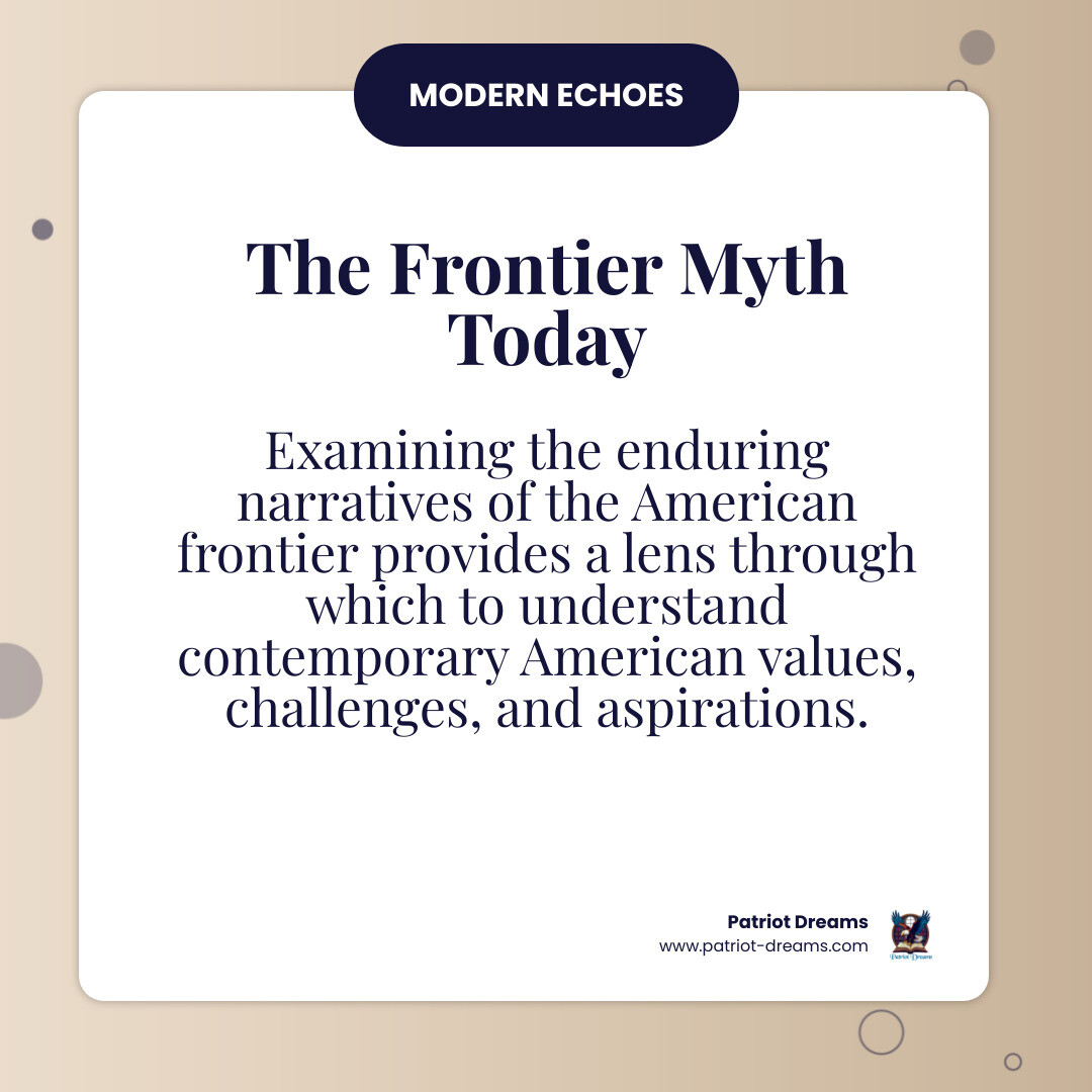 Infographic showing four pillars: Self-Reliance (a strong individual standing alone), Opportunity (an open horizon), Exploration (a compass pointing west), and Community (neighbors working together on a barn raising) - The Frontier Myth Today: What the Old West Tells Us About Modern America infographic pillar-4-steps