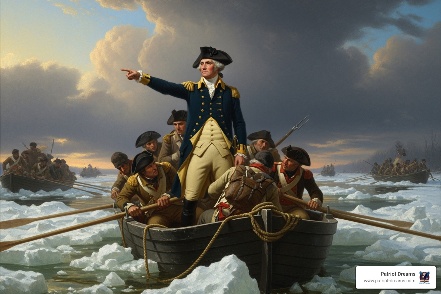 Washington crossing the Delaware in a painting - George Washington: The General Who Became America's First President