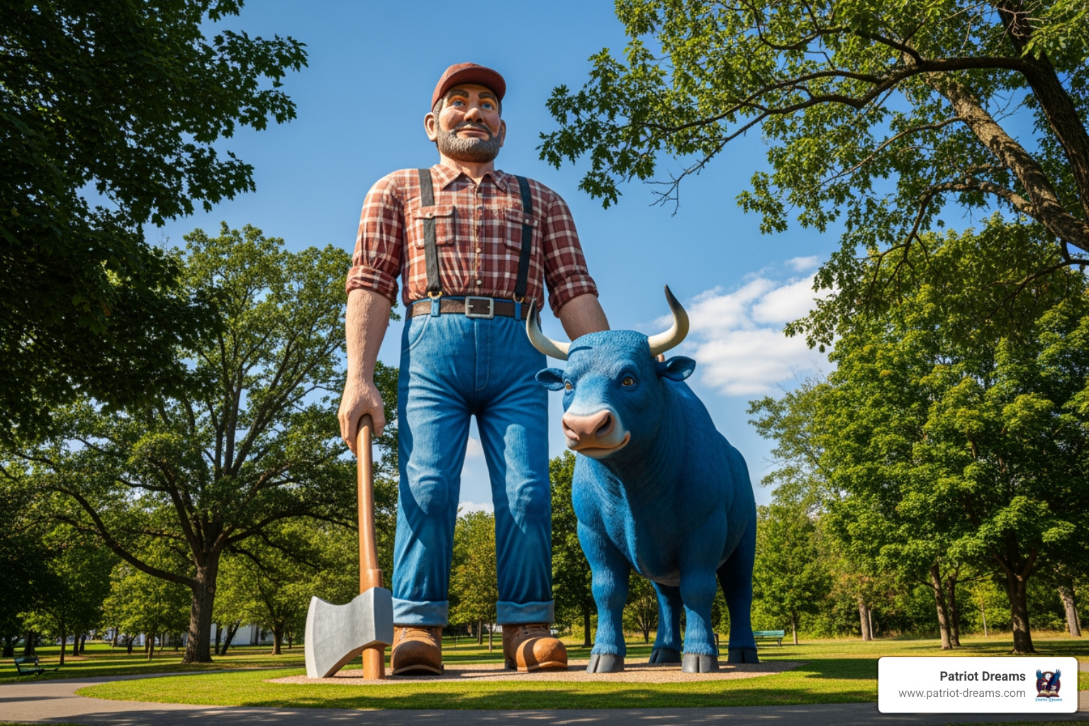 Paul Bunyan and Babe the Blue Ox statue - From Folk Hero to Film Icon: The Story of Paul Bunyan & His Place in American Myth-Making