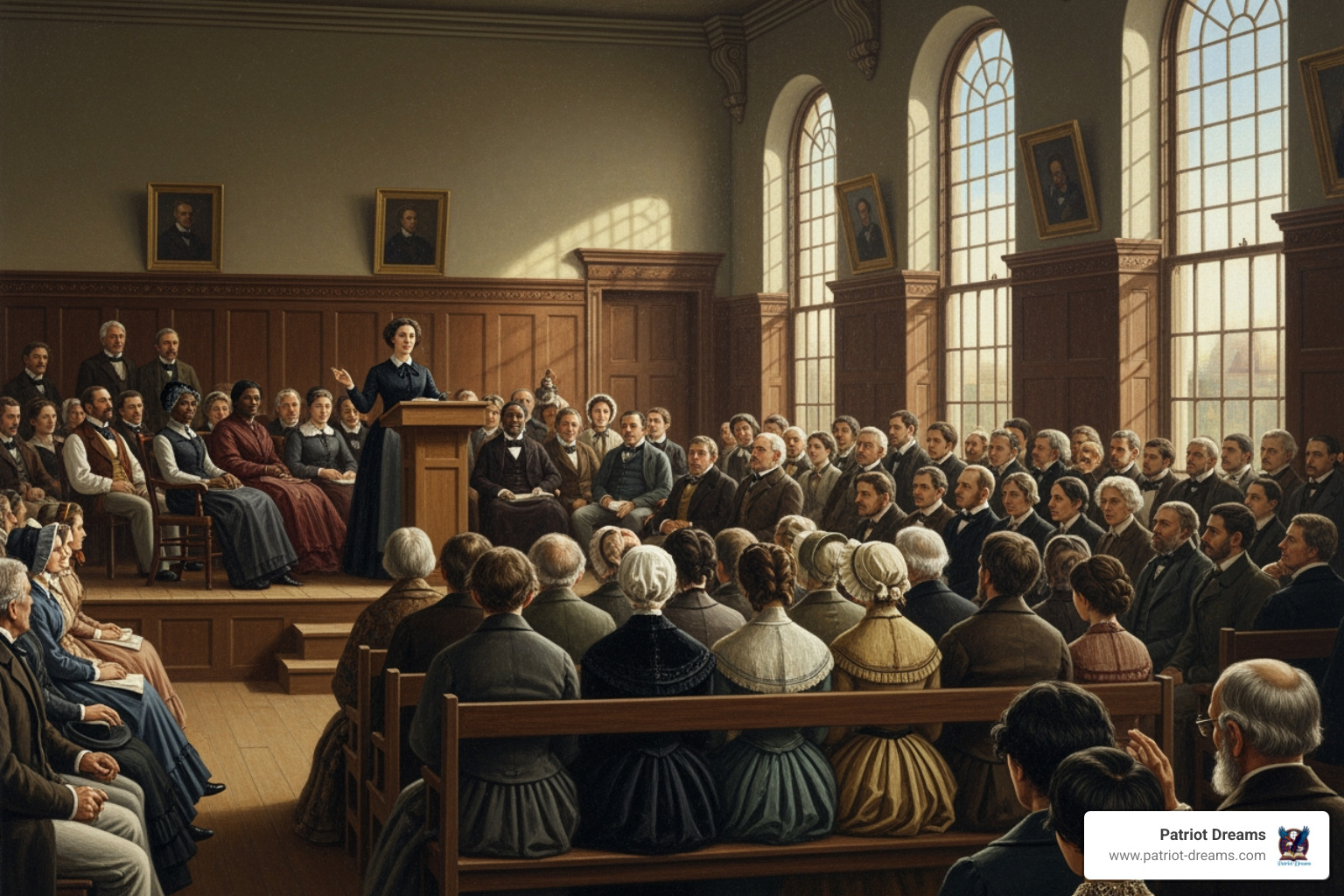 artist’s rendering of the 1851 Women’s Rights Convention in Akron, Ohio - Sojourner Truth speech