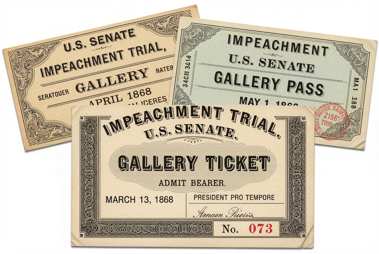 Tickets to the Senate trial gallery - Andrew Johnson impeachment