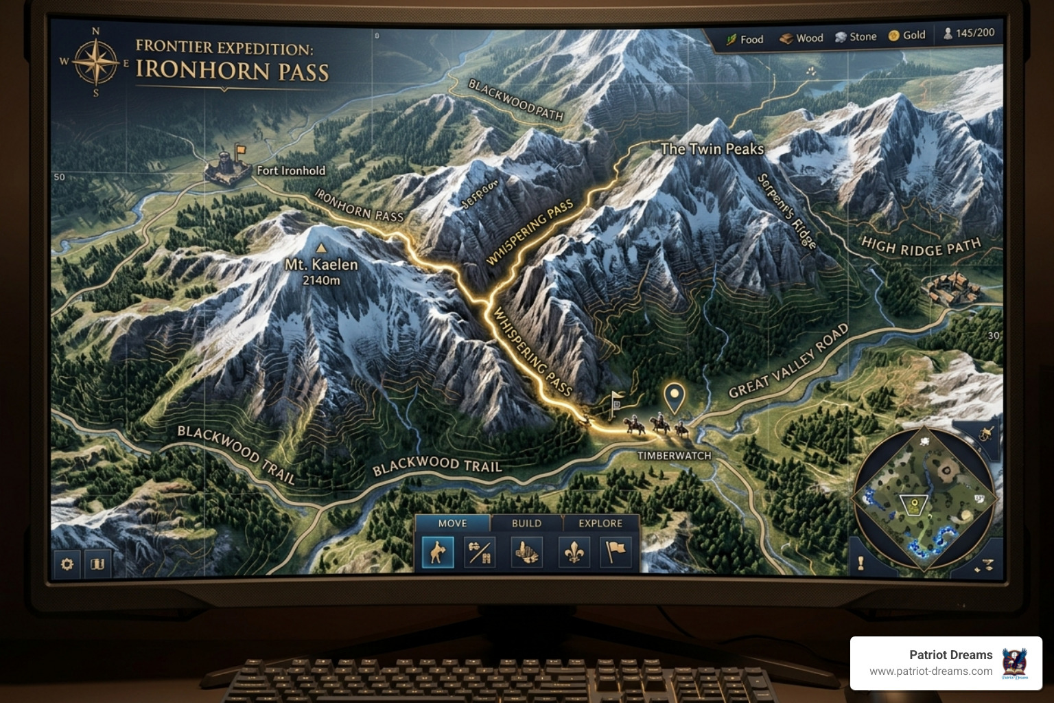 Digital map interface showing rugged mountain terrain and pass routes - mountain pass frontier crossings