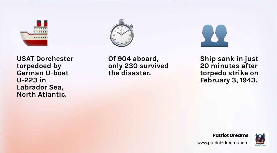 Timeline of the USAT Dorchester sinking on February 3 1943 and the Four Chaplains' final acts - The Four Chaplains, George Timeline of the USAT Dorchester sinking on February 3 1943 and the Four Chaplains' final acts - The Four Chaplains, George