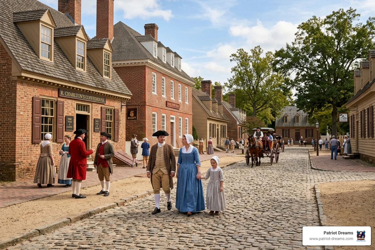 cobblestone street in Colonial Williamsburg - american heritage tour cobblestone street in Colonial Williamsburg - american heritage tour