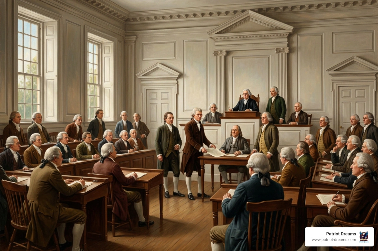 John Trumbull painting depicting the presentation of the Declaration draft John Trumbull painting depicting the presentation of the Declaration draft