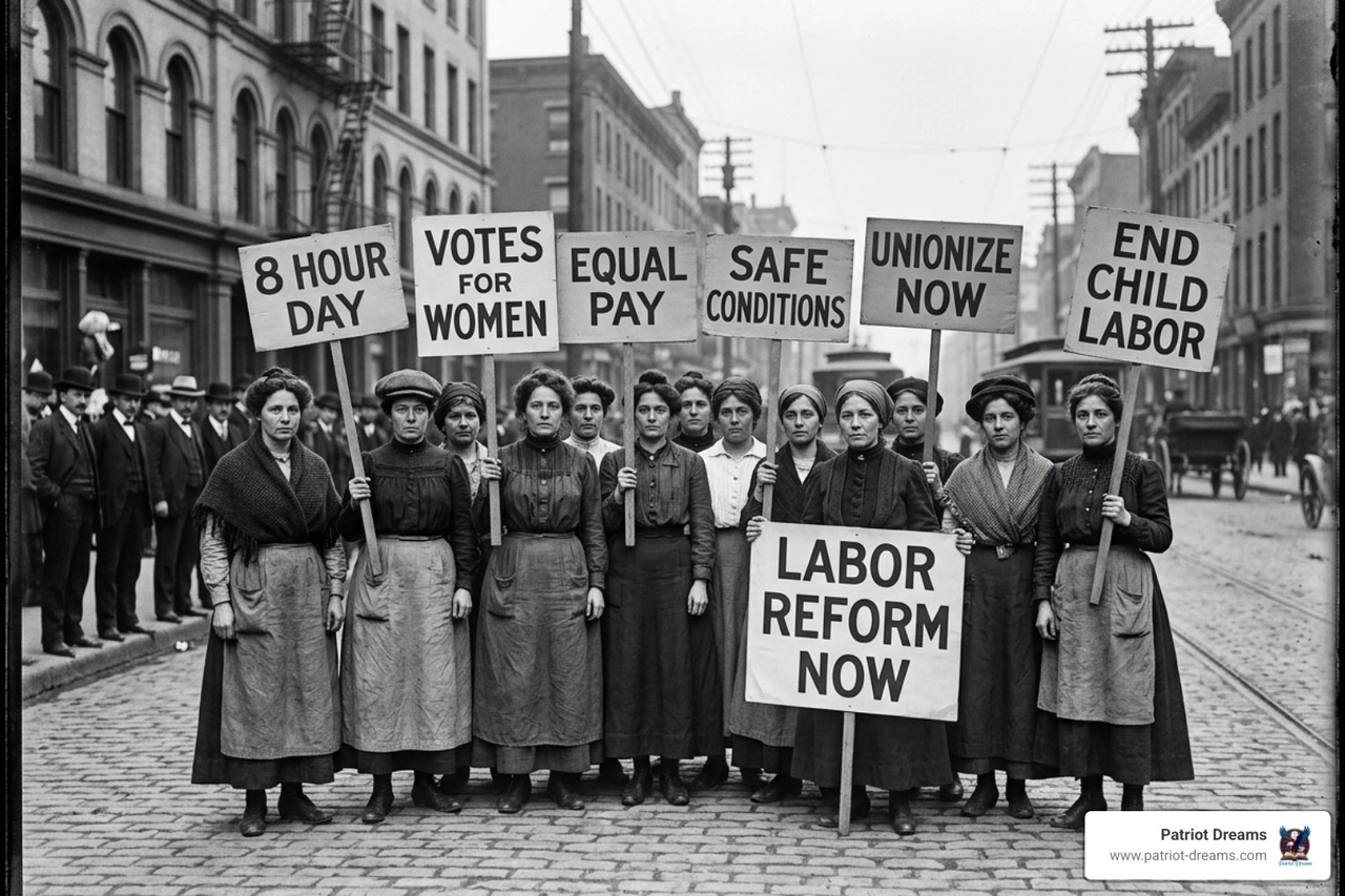 Working women in the early 20th century advocating for labor reform Working women in the early 20th century advocating for labor reform