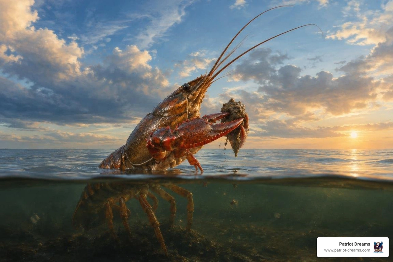 Crawfish bringing earth from primordial waters Crawfish bringing earth from primordial waters