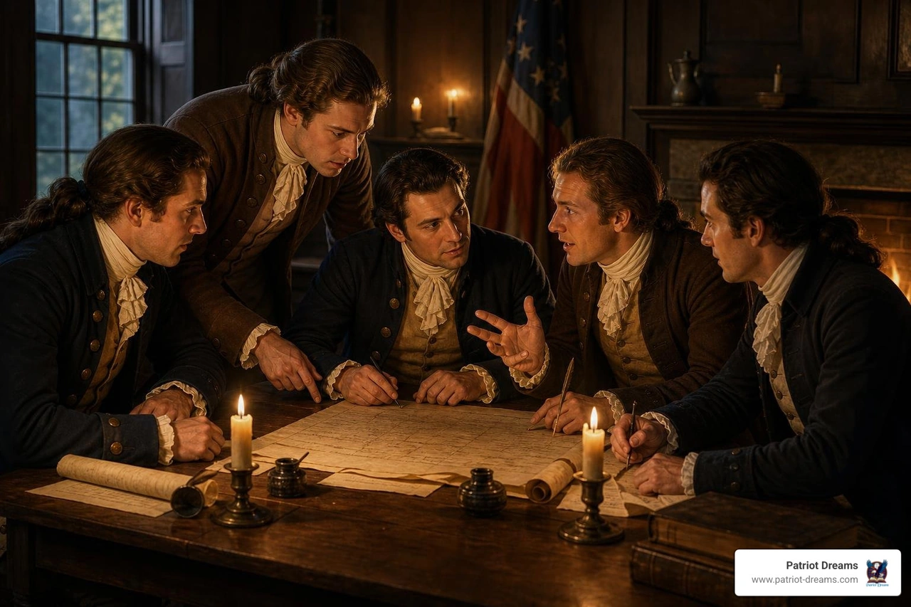 Young revolutionaries gathering in a candlelit room to discuss the future