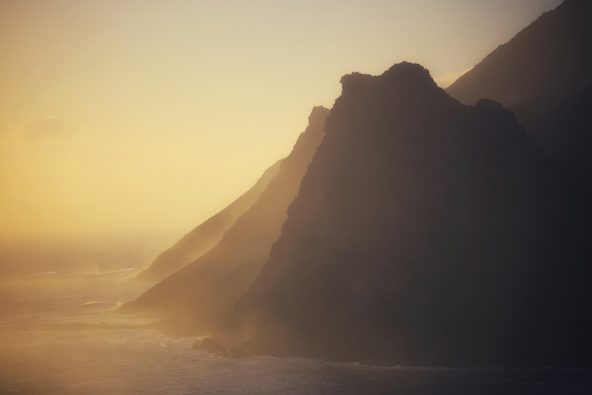 Cape Town coastline at sunset, South Africa