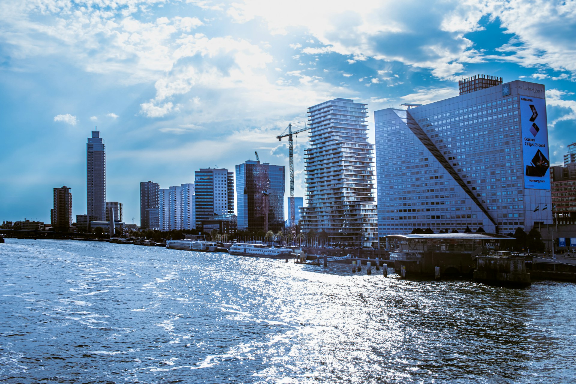 Rotterdam harbour skyline, Netherlands