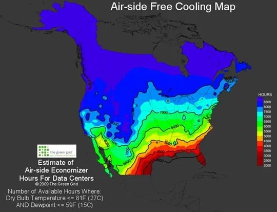 Air side free cooling map