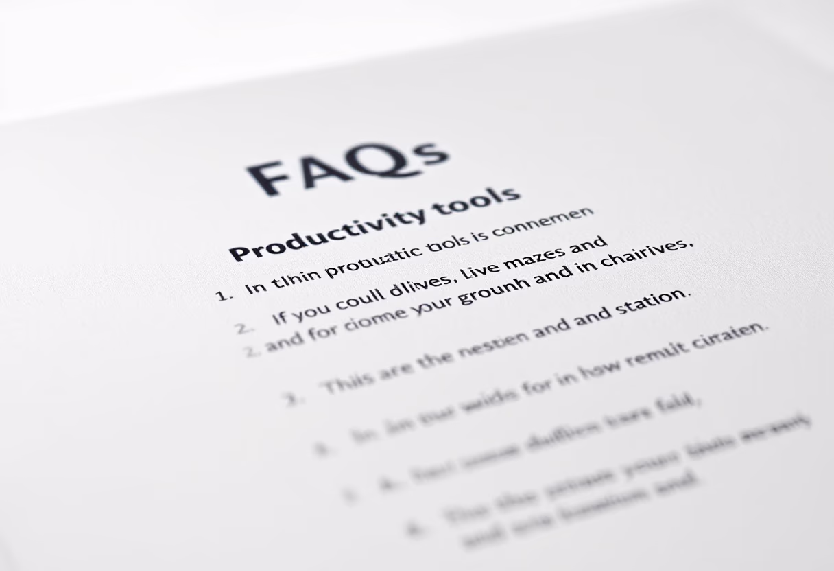 image of a document with faqs (for a productivity tools business)