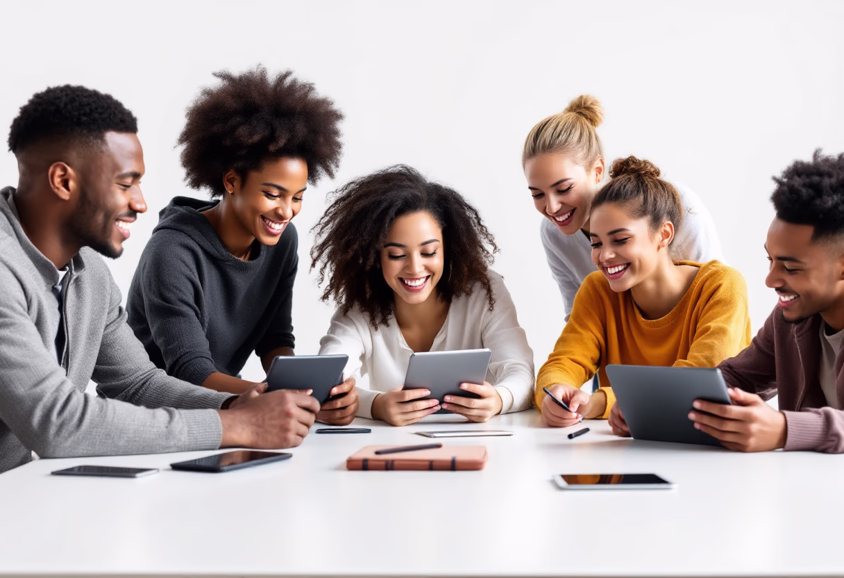 image of students collaborating on a project (for a edtech)