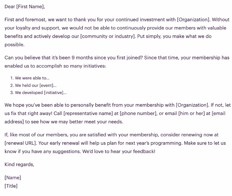 example of membership renewal letter
