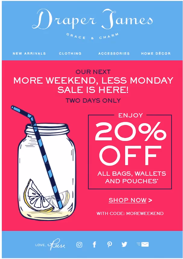 reese witherspoon draper james celebrity email newsletters