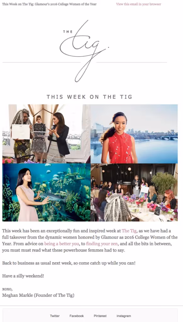 meghan markle celebrity email newsletters