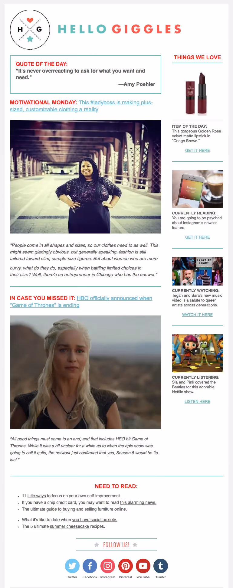 zooey deschanel hello giggles celebrity email newsletters