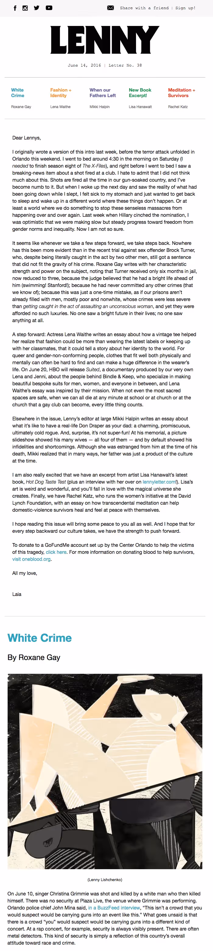 lena dunham lenny letter celebrity email newsletters