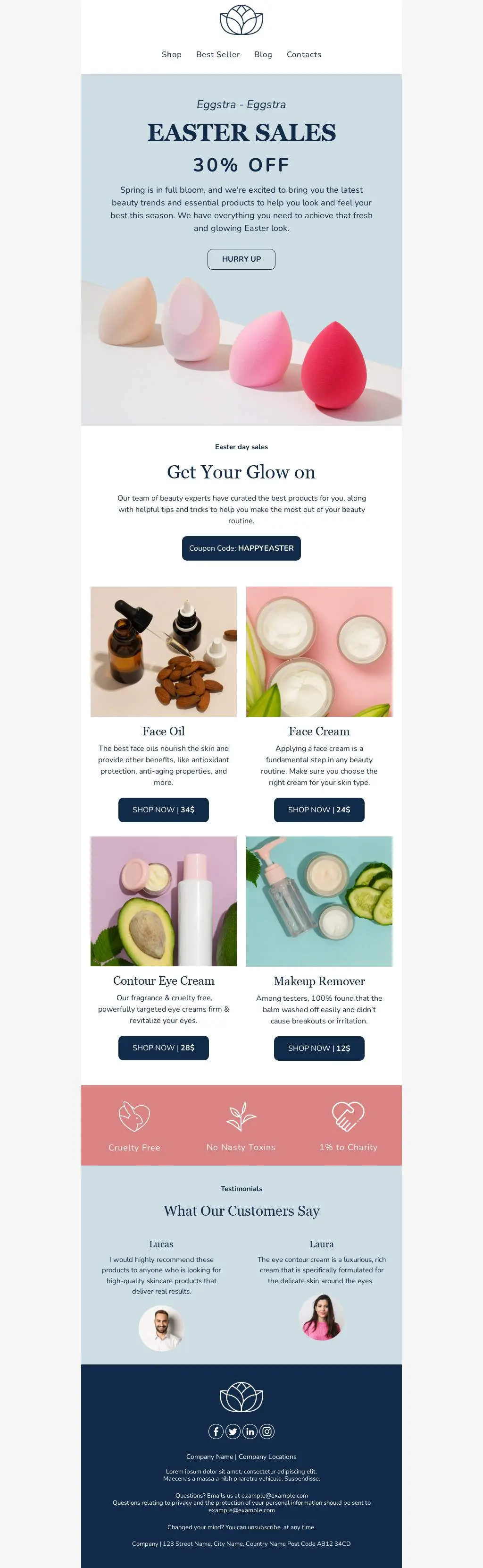 Email template with a prominent CTA button