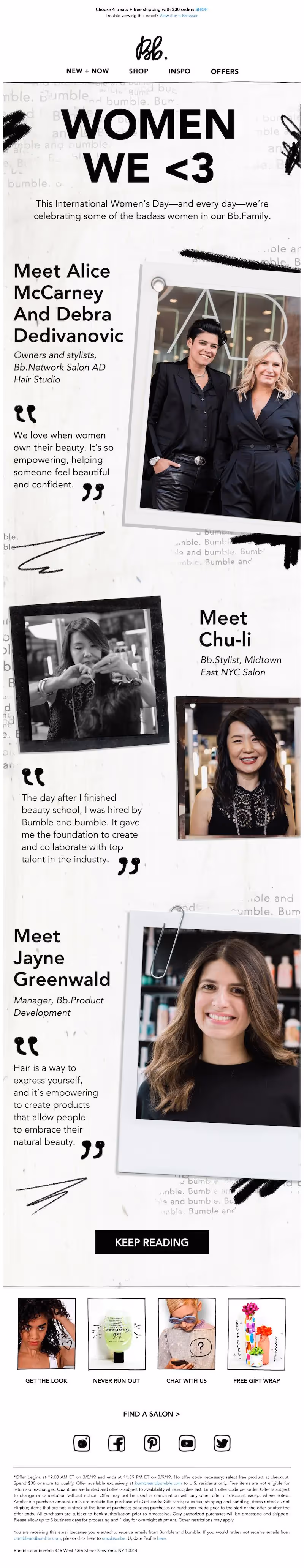 Bumble and Bumble International Women's Day email