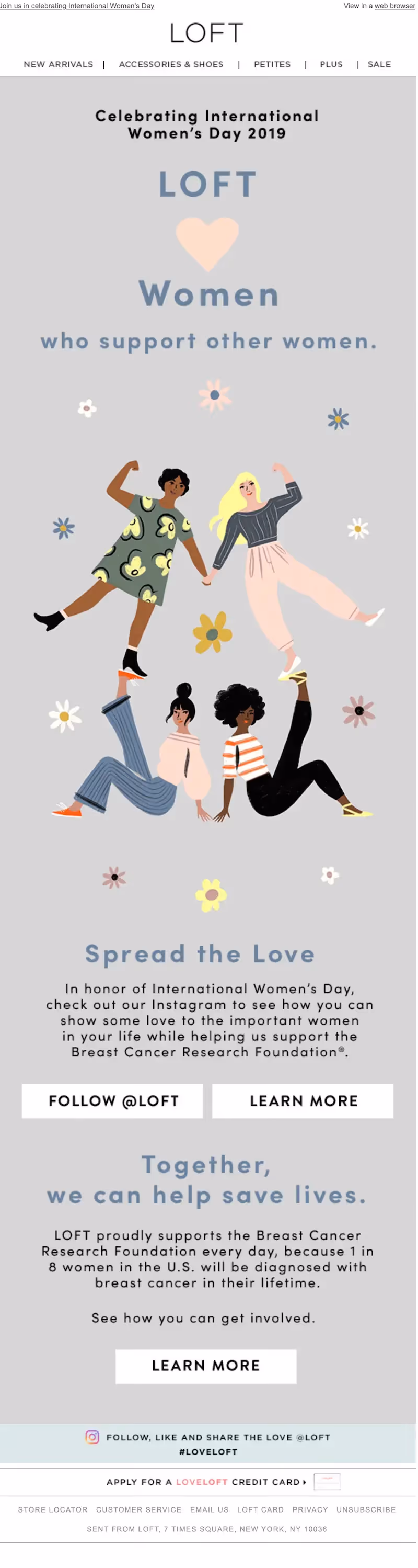 Loft International Women's Day email design