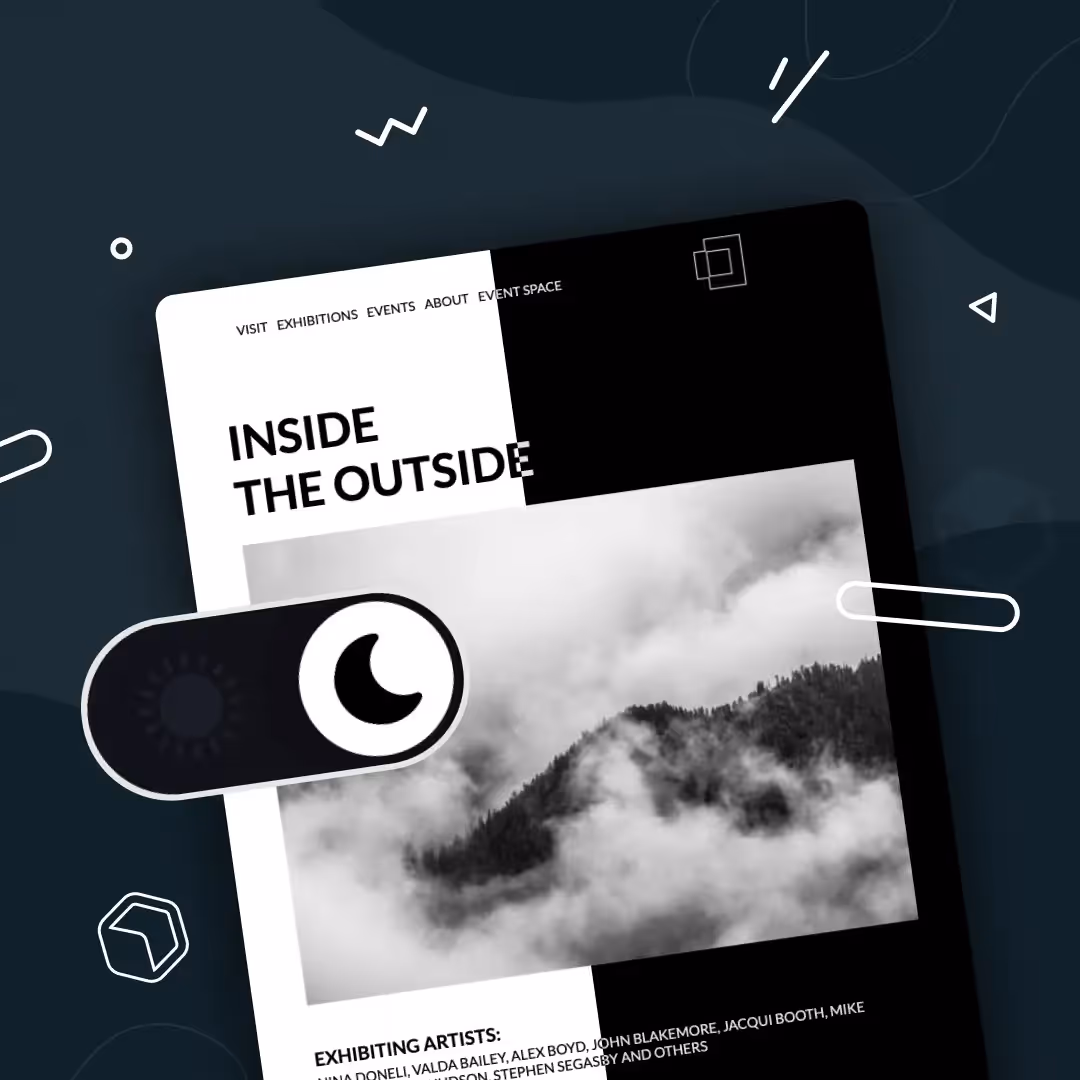 Dark mode email design showing toggle switch and monochrome layout for improved readability.