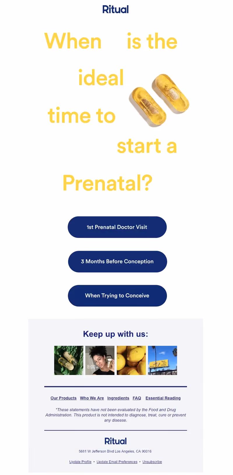 Minimalist email design from Ritual