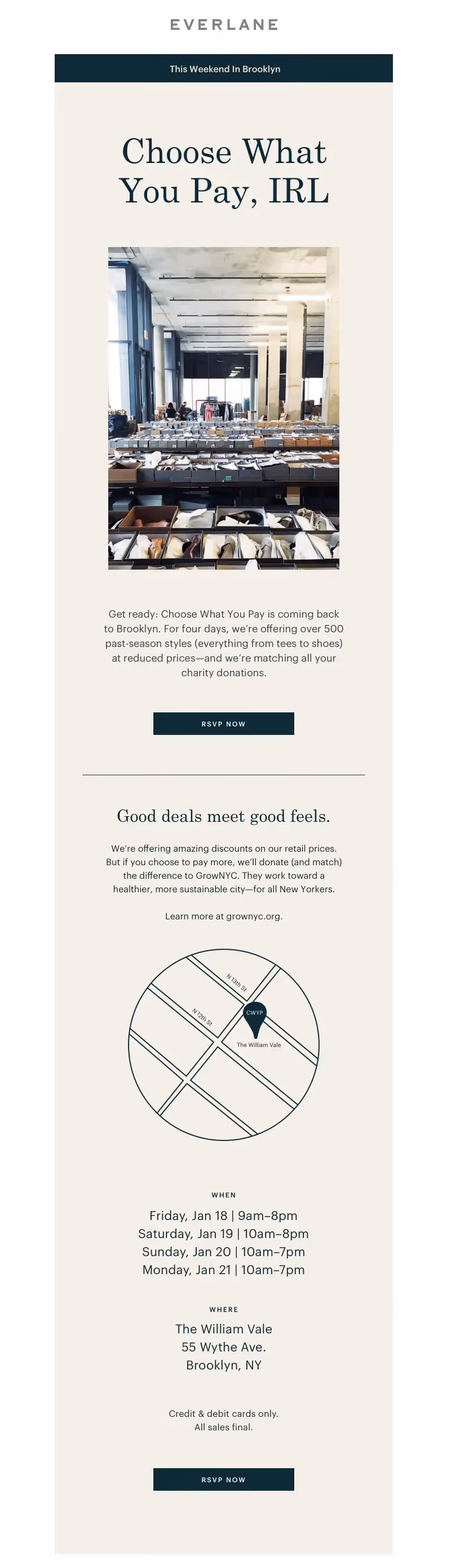 Minimalist graphic design from Everlane