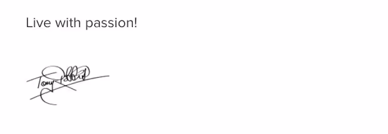 Email signature quote example from Tony Robbins