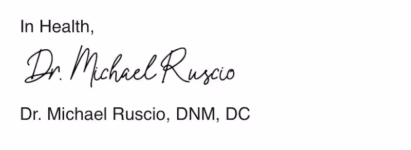Email signature sign-off example from Dr. Ruscio