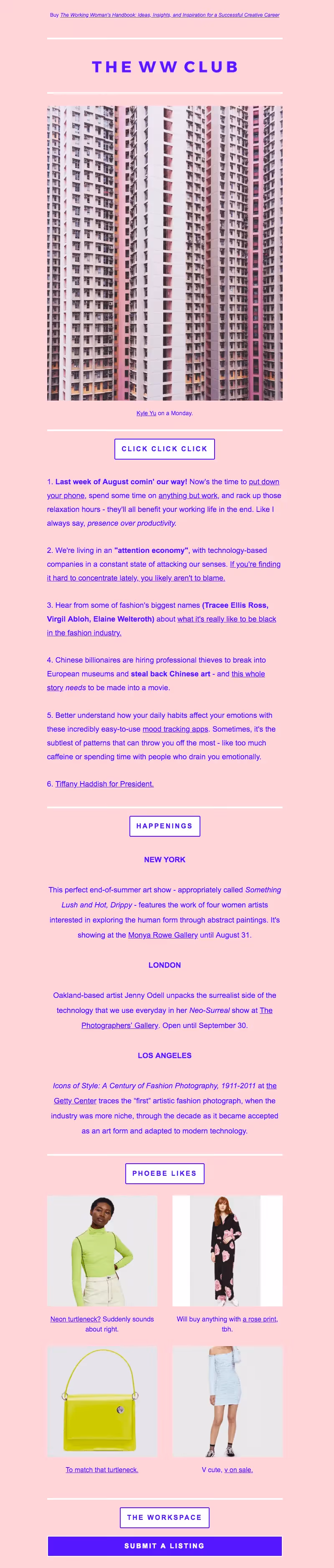 Newsletter that opens with a numbered list