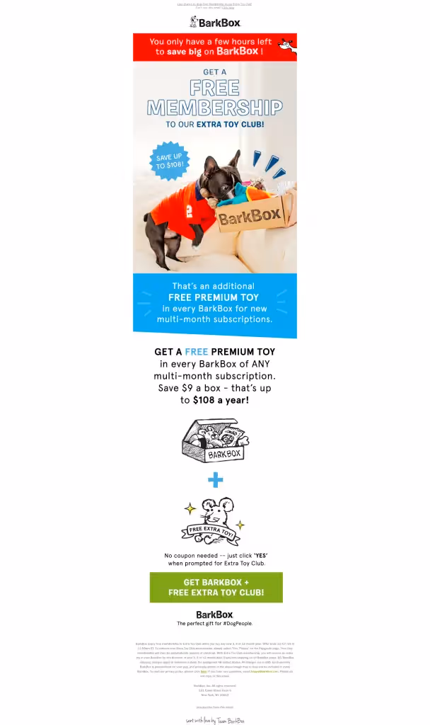 BarkBox email with modular grid-based design