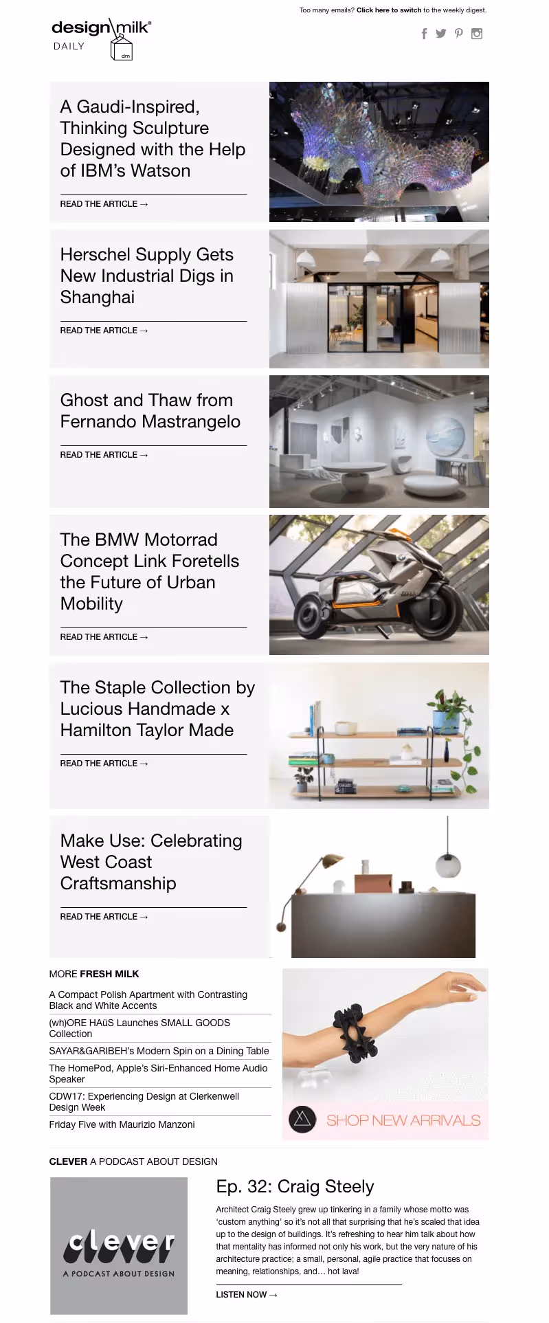 Design Milk newsletter
